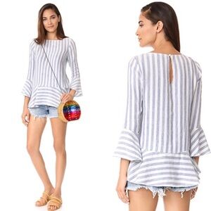 Alice + Olivia Blue and White Striped Blouse